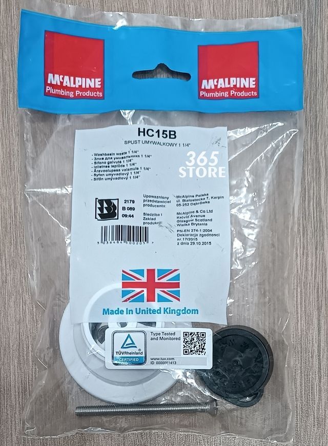 Злив McALPINE до умивальника 1 1/4&Prime; x 60 мм з решіткою та корком HC15B - HC15B