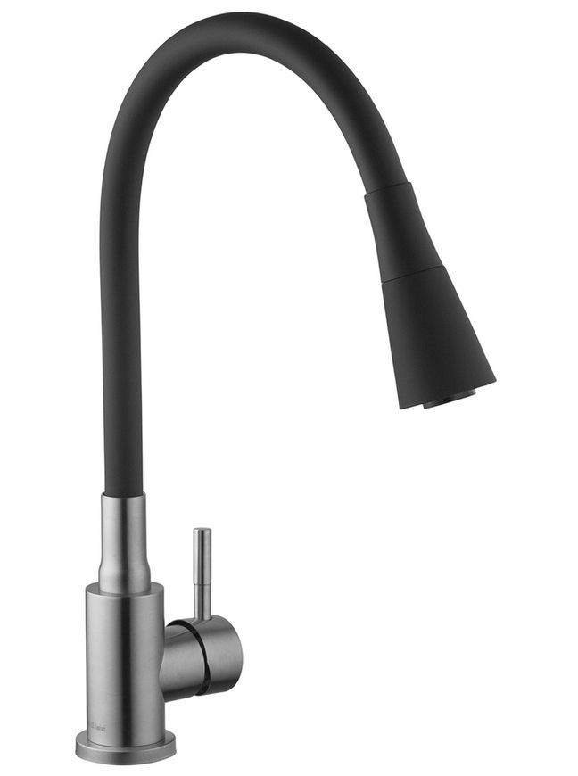 Смеситель для кухни с гибким изливом Kroner KRP Edelstahl Klassisch-ESG031BLK сталь/черный CV035371 - Klassisch-ESG031BLK