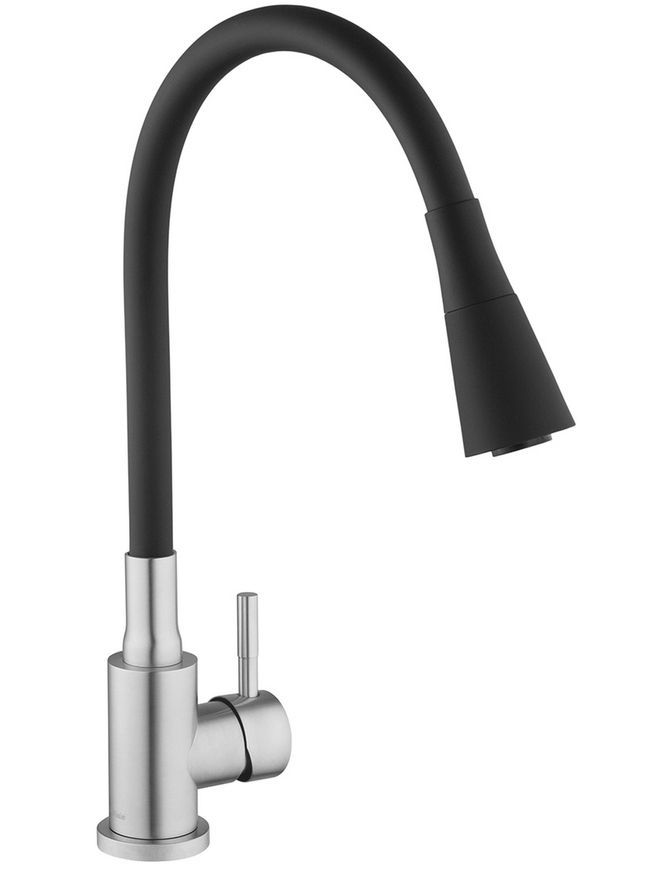 Смеситель для кухни с гибким изливом Kroner KRP Edelstahl Klassisch-ESG031BLK сталь/черный CV035371 - Klassisch-ESG031BLK
