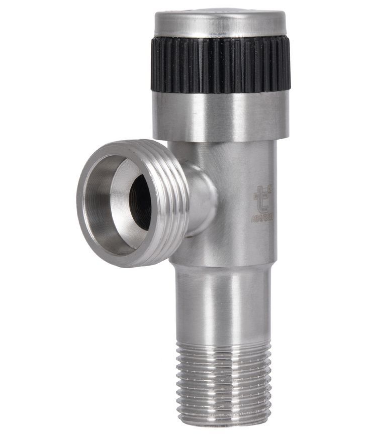 Кран угловой приборный Thermo Alliance Standart 1/2"НРх3/4"НР керамическая букса никель TAS345W1520SS