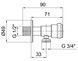 Кран угловой приборный Thermo Alliance Standart 1/2"НРх3/4"НР керамическая букса никель TAS345W1520SS