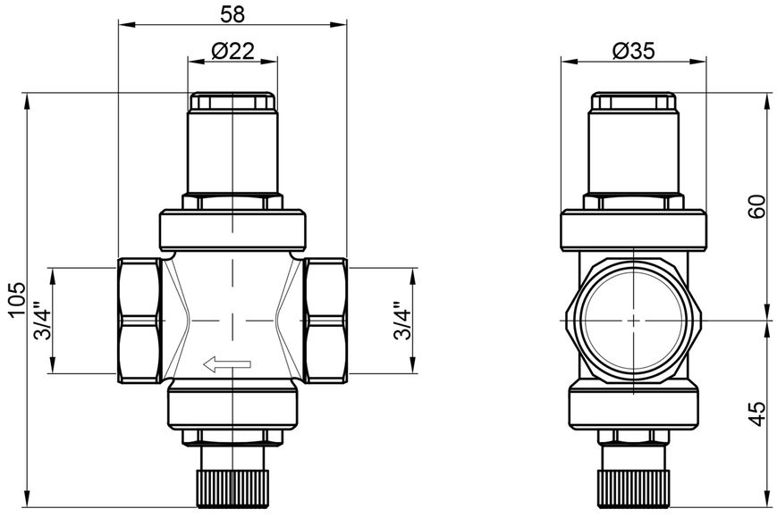 Редуктор тиску води Icma 3/4"х3/4" ВР 1÷4 бар №247 91247AE06 - 91247AE06