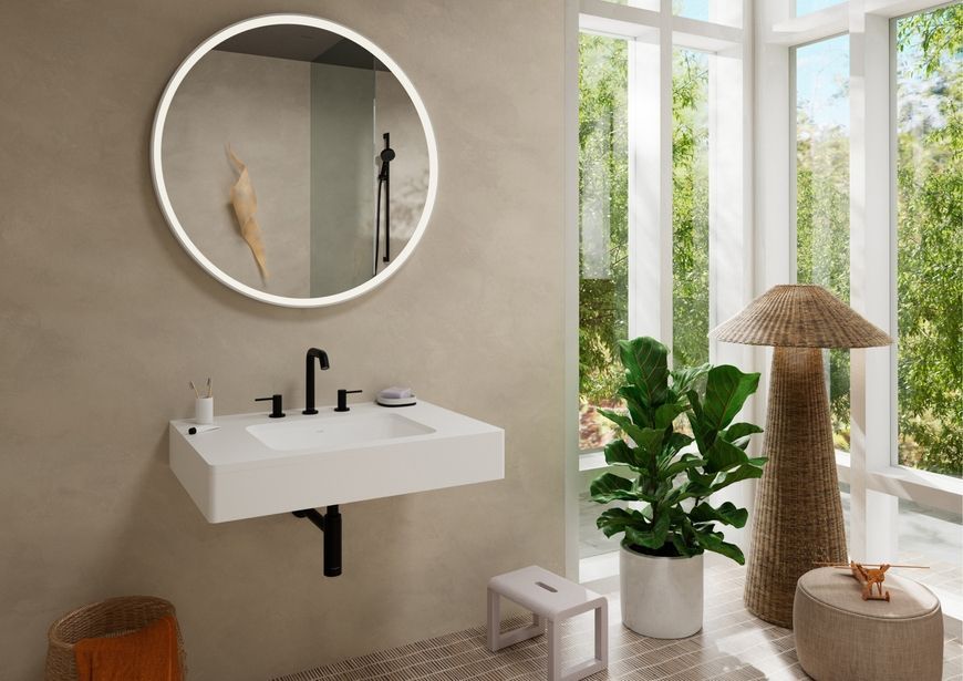 Змішувач для раковини на 3 отвори HANSGROHE Tecturis S 150 EcoSmart+ Matt Black 73330670 чорний з донним клапаном - 73330670