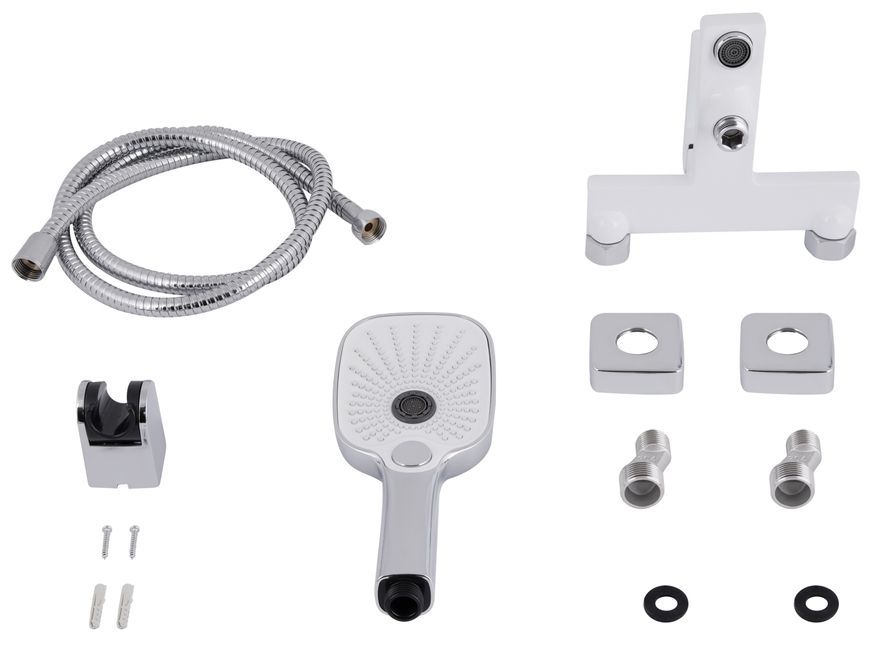 Змішувач для ванни Qtap Gemini з душовим гарнітуром Chrome/White QTGEM259CRW45683 - QTGEM259CRW45683