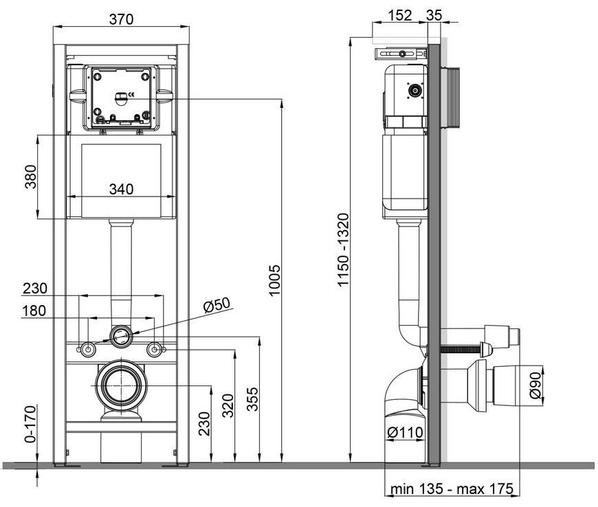 Інсталяція для унітаза QTAP Nest Uni QT0233M370 - QT0233M370