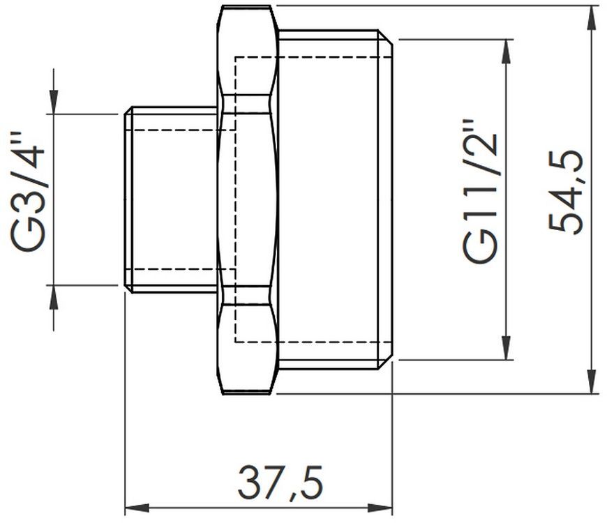 Ніпель латунний SD Forte 1 1/2"х3/4" редукційний нікельований SF3594020