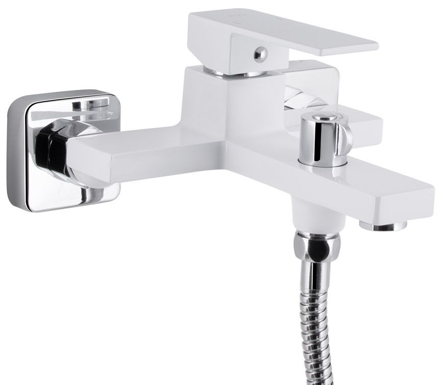 Змішувач для ванни Qtap Gemini з душовим гарнітуром Chrome/White QTGEM259CRW45683 - QTGEM259CRW45683