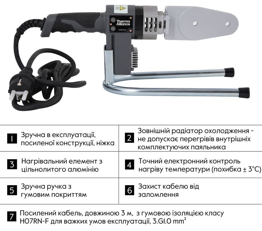 Паяльник автоматичний Thermo Alliance для паяння пластикових труб PPR &Oslash;20-32 600 Вт STD-101