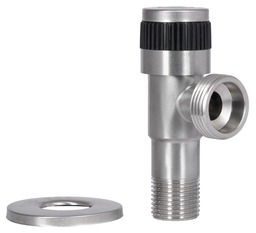 Кран угловой приборный Thermo Alliance Standart 1/2"НРх3/4"НР керамическая букса никель TAS345W1520SS