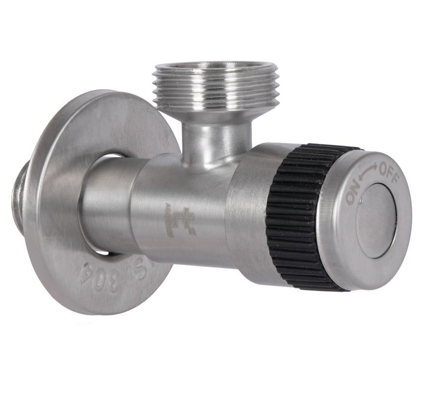 Кран угловой приборный Thermo Alliance Standart 1/2"НРх3/4"НР керамическая букса никель TAS345W1520SS