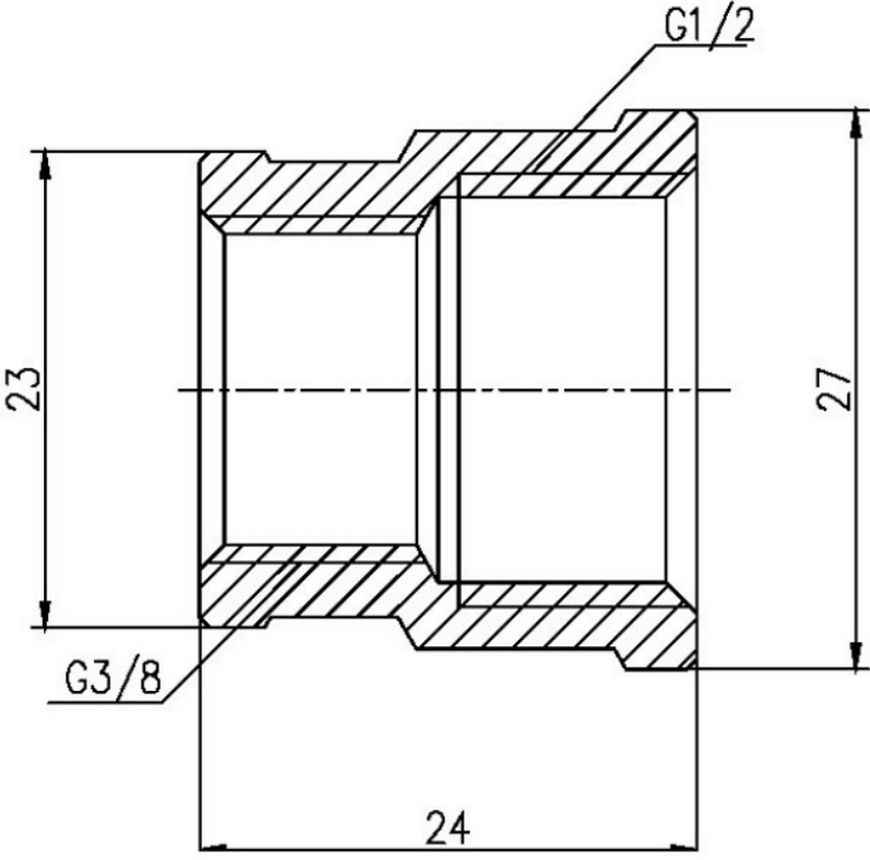 Муфта латунна SD Forte 1/2"х3/8" редукційна нікельована SF357159