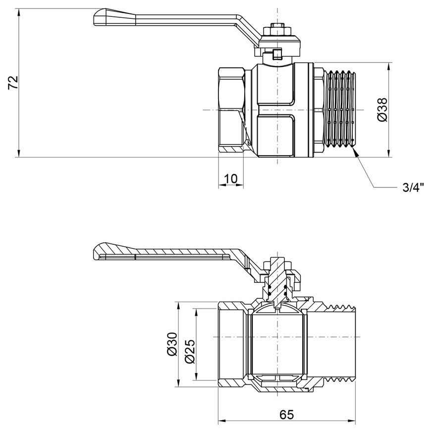 Кран шаровой ICMA 3/4" прямой PN40 №352 87352AE11 - 87352AE11
