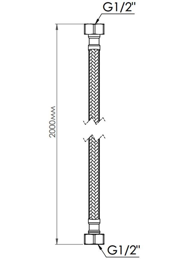 Шланг для подключения воды Thermo Alliance Standart 200 см Nylon 1/2"x1/2" ВВ TAS387W200