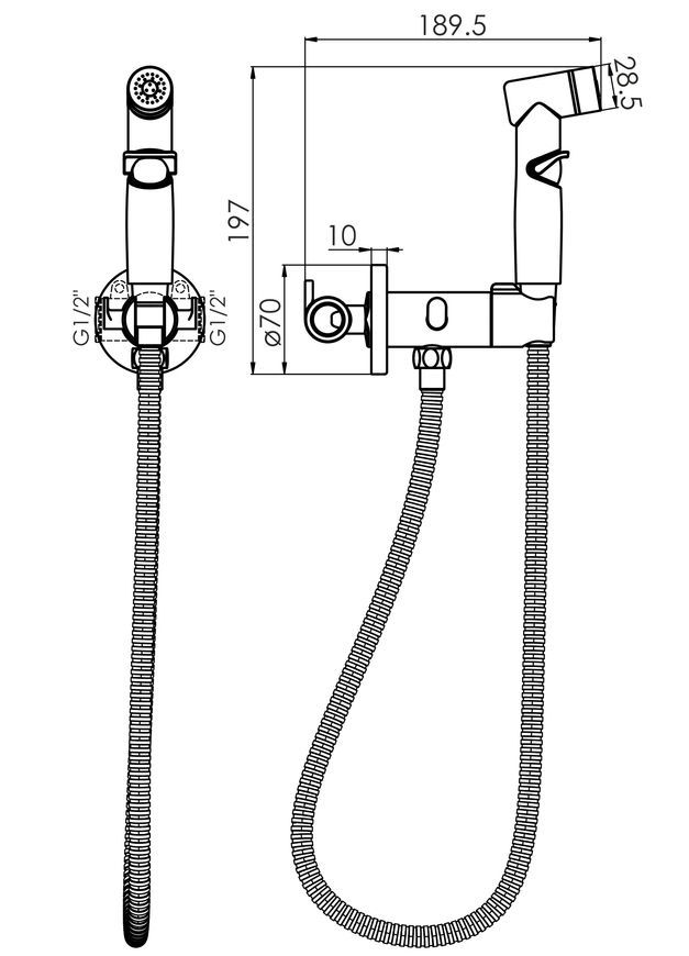 Гарнитур гигиенический скрытого монтажа Imprese Kucera f03703410AA черный - f03703410AA
