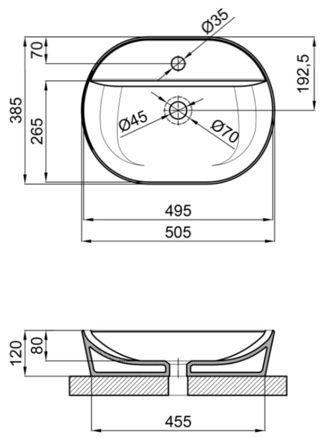 Раковина-чаша Qtap Scorpio 505х385х120 накладна овальна Matt black QT142202MBMBN - QT142202MBMBN