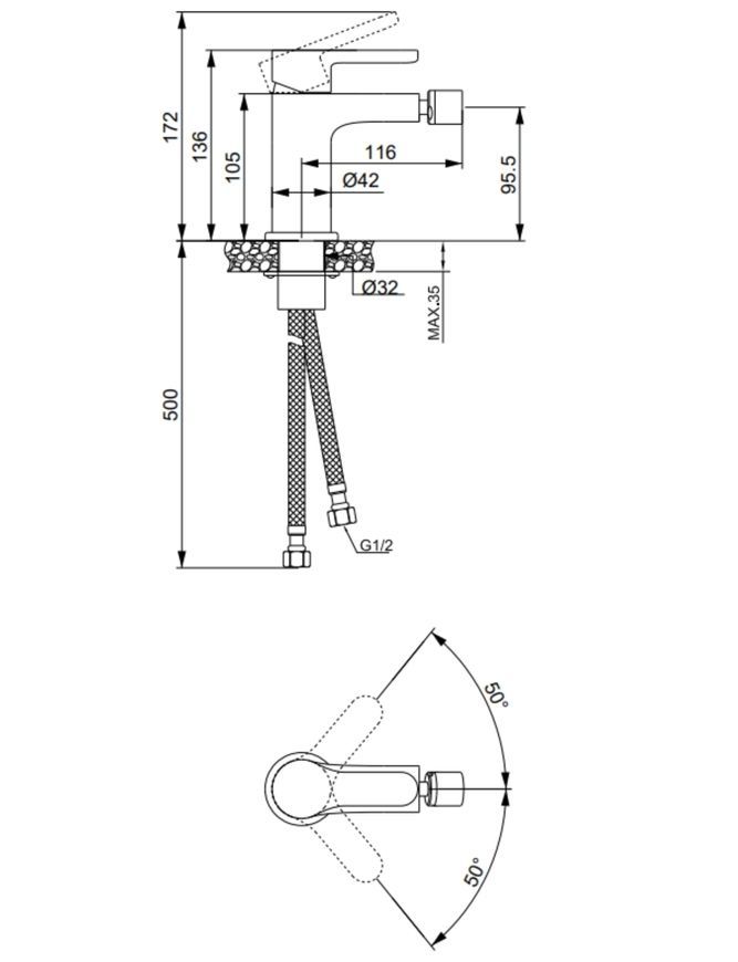 Змішувач для біде Qtap Astra латунь Chrome k35 QTAST255CRM49717 - QTAST255CRM49717