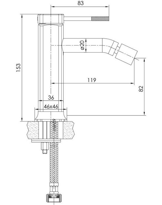 Смеситель для биде IMPRESE BRENTA ZMK091908070 графитовый хром 25 мм - ZMK091908070