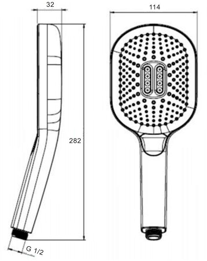 Лійка для ручного душу Qtap Rucni овальна 140х110 мм Black Matt QTRUC125BLM45961 - QTRUC125BLM45961