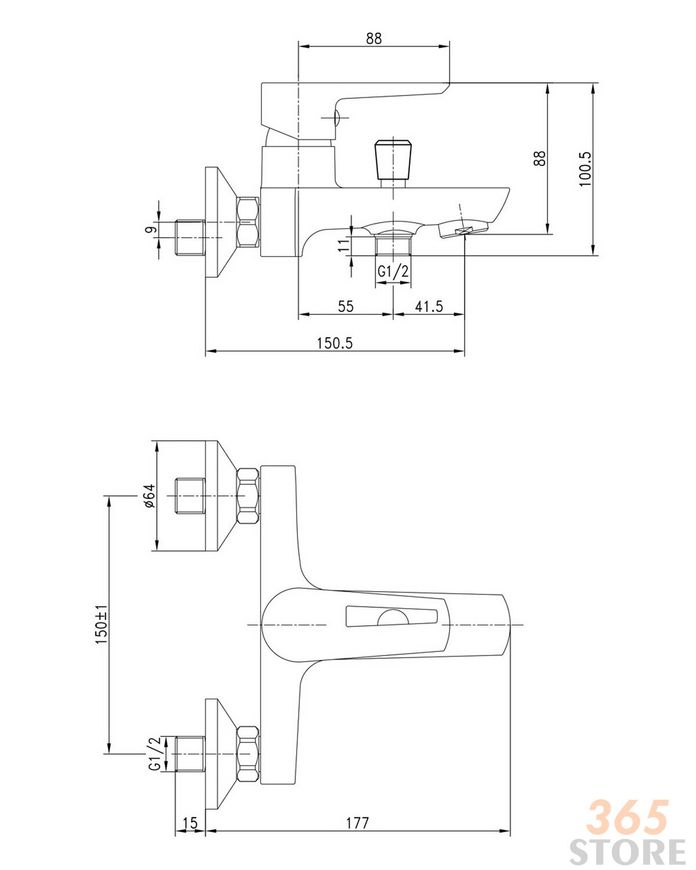 Змішувач для ванни IMPRESE BRECLAV 10245 хром, 35 мм - 10245