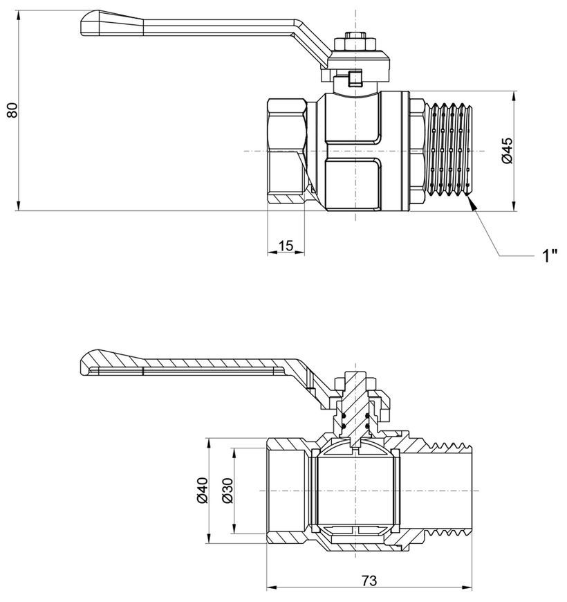 Кран шаровой ICMA 1" прямой PN40 №352 87352AF11 - 87352AF11