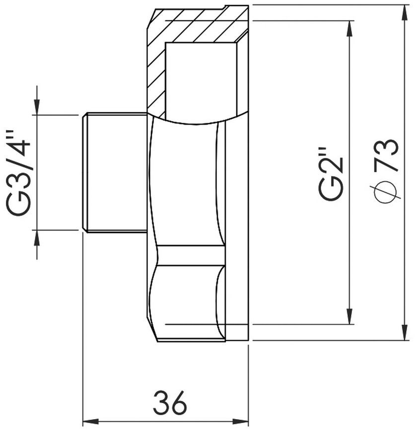 Переход латунный SD Forte 2"ВРх3/4"НР никелированный SF3605020