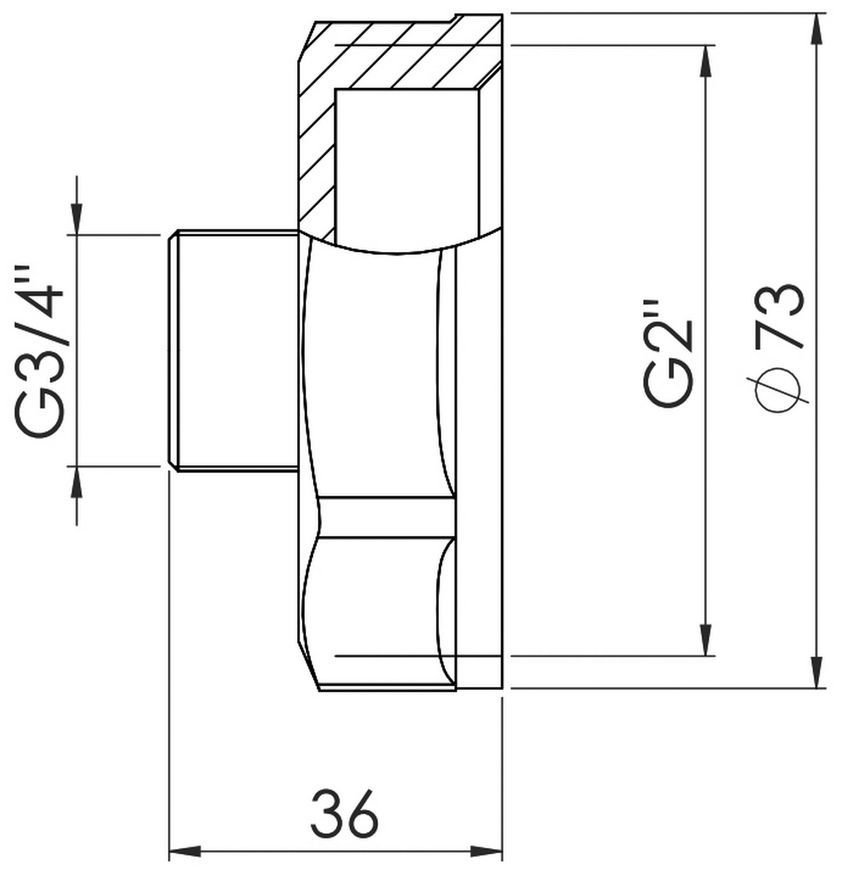 Переходник латунный Thermo Alliance Forte 2"ВРх3/4"НР никелированный SF3605020
