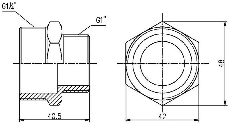 Ниппель латунный SD Forte 1 1/4"х1" редукционный никелированный SF3593225