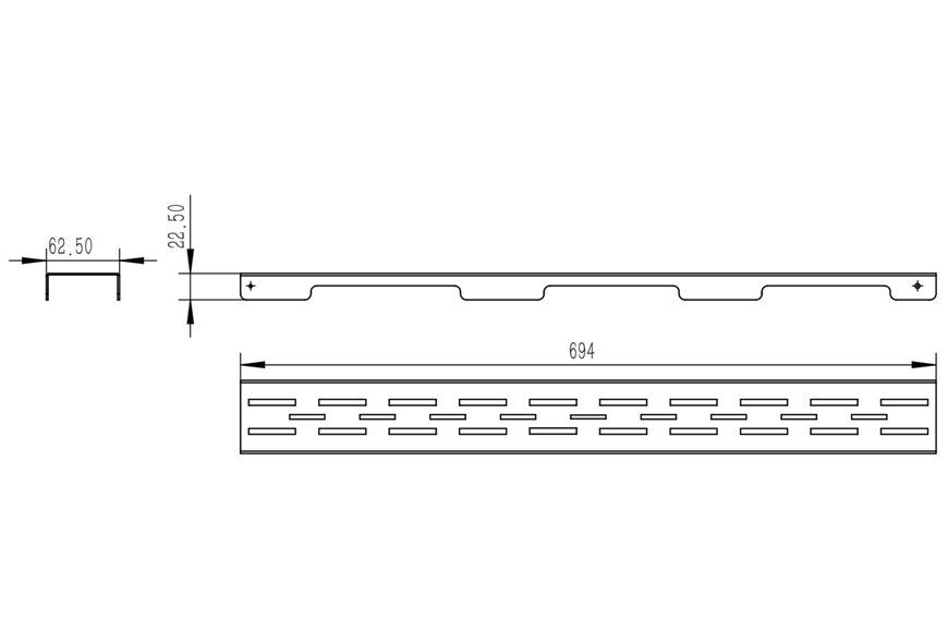 Решетка для линейного трапа Qtap Grate FD700 (BLA) SUS304 700 мм черная QTGRATEBLAFD700 - QTGRATEBLAFD700