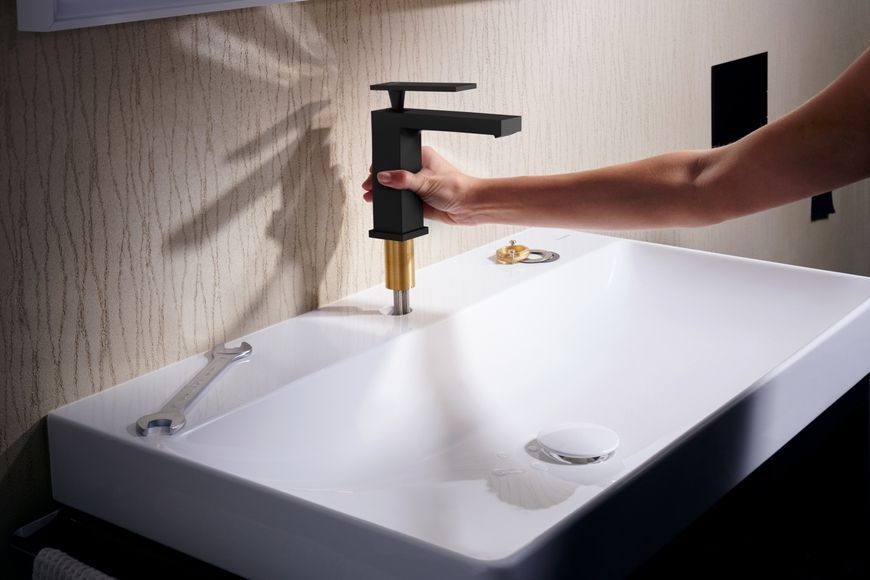 Змішувач для раковини HANSGROHE Tecturis E 110 CoolStart EcoSmart+ Matt Black 73014670 чорний з донним клапаном - 73014670