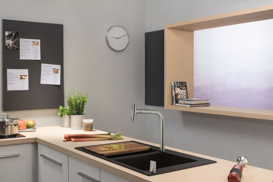 Кухонна мийка HANSGROHE S510-F770 770х510 на дві чаші 370/370 Graphiteblack чорний графіт 43316170 - 43316170