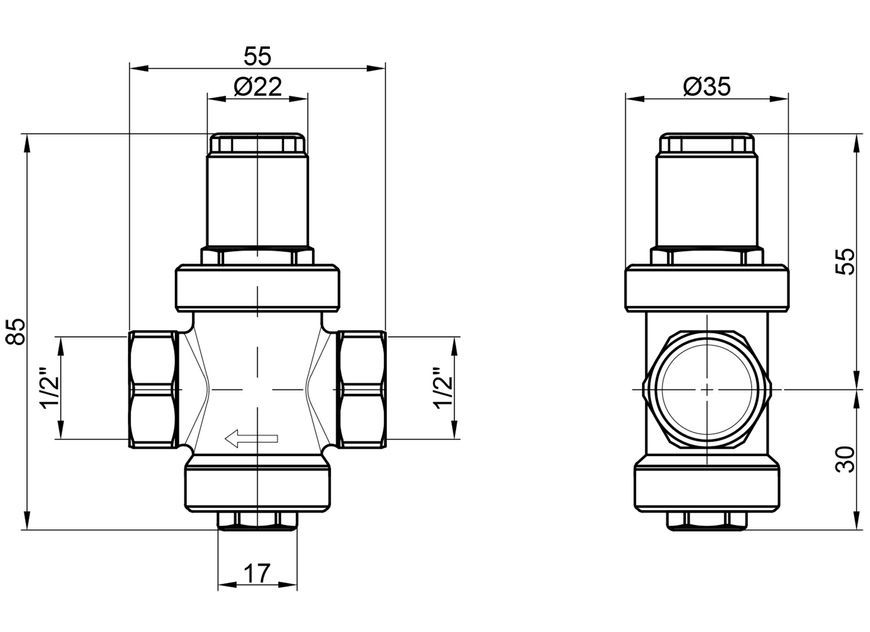 Редуктор тиску води Icma 1/2"х1/2" ВР 1&divide;4 бар №248 91248AD06 - 91248AD06