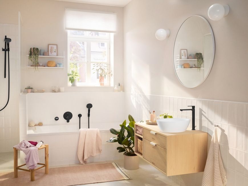 Смеситель для раковины HANSGROHE Rebris S 240 CoolStart черный матовый 72580670 с донным клапаном - 72580670