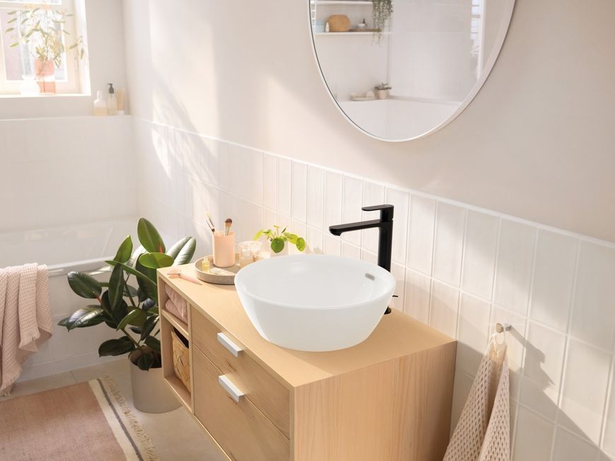 Смеситель для раковины HANSGROHE Rebris S 240 CoolStart черный матовый 72580670 с донным клапаном - 72580670