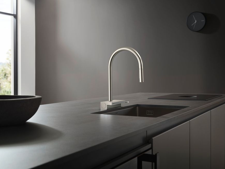 Змішувач для кухонної мийки HANSGROHE Aquno Select M81 170 3jet з витяжним виливом Sbox Stainless Steel Finish 73831800 нержавіюча сталь - 73831800