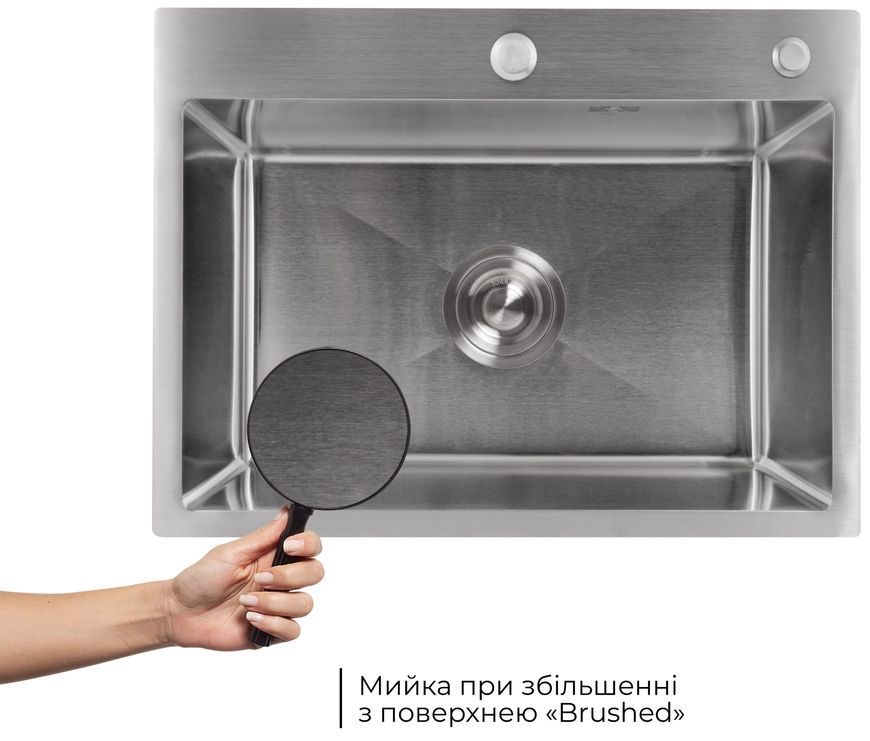 Кухонна мийка інтегрована Lidz Handmade H5843 Brushed Steel 3,0/1,0 LDH5843BRU49442 - LDH5843BRU49442