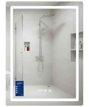 Дзеркало настінне прямокутне Qtap Mideya MI2 600х800 з годинником, LED-підсвіткою Touch, антизапотіванням, димером QTMID60080049627