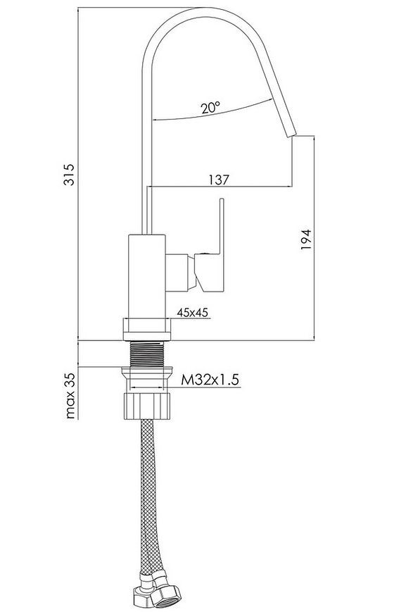 Змішувач для кухні IMPRESE KARLOV f03407601AA хром 25 мм - f03407601AA