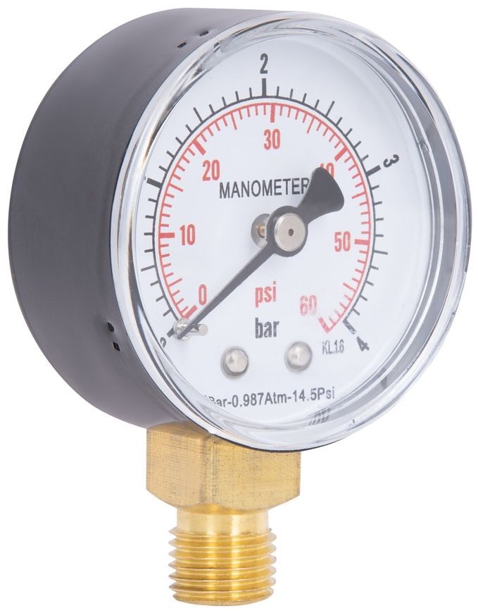 Манометр Thermo Alliance Standart 50 мм латунне нижнє підключення 1/4"ЗР 0-4 бар SD1704B