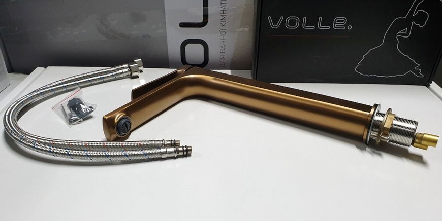 Змішувач для умивальника VOLLE SOLO cepillado bronce 1510.011321 високий бронза - 1510.011321
