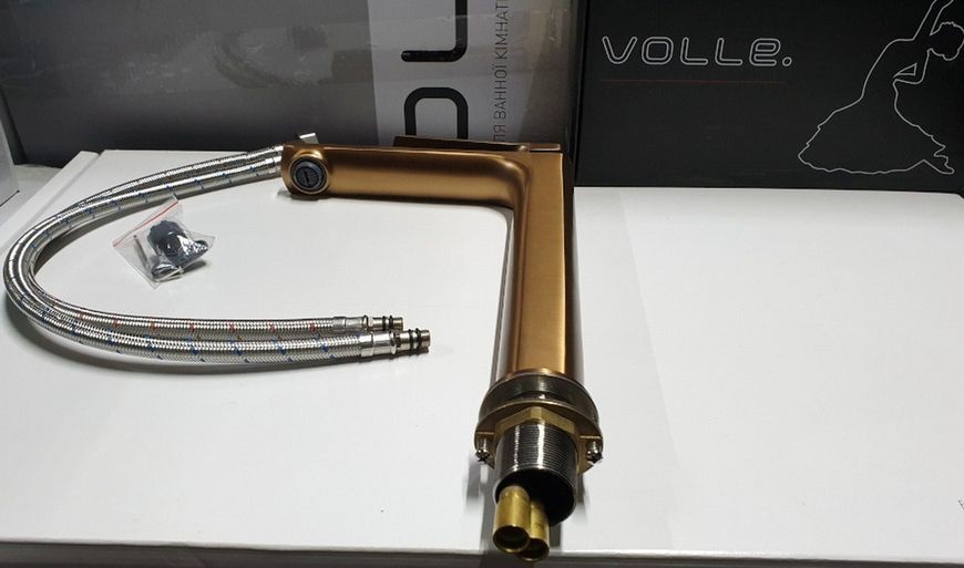 Змішувач для умивальника VOLLE SOLO cepillado bronce 1510.011321 високий бронза - 1510.011321