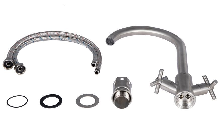 Смеситель для кухни Lidz Wind 013F двухвентильный Nickel LDWIN013FNKS43390 - LDWIN013FNKS43390