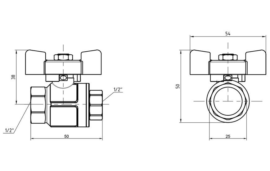 Кран шаровой ICMA 1/2" ВР прямой №349 87349AD11 - 87349AD11