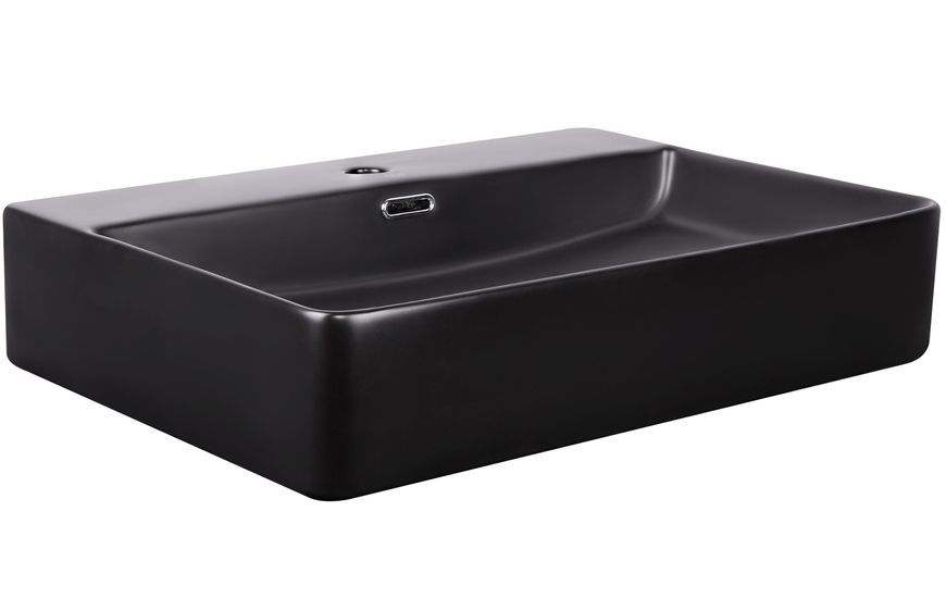 Раковина QTAP Nando LT 595х440х130 Matt black з донним клапаном QT12112173MBMB - QT12112173MBMB