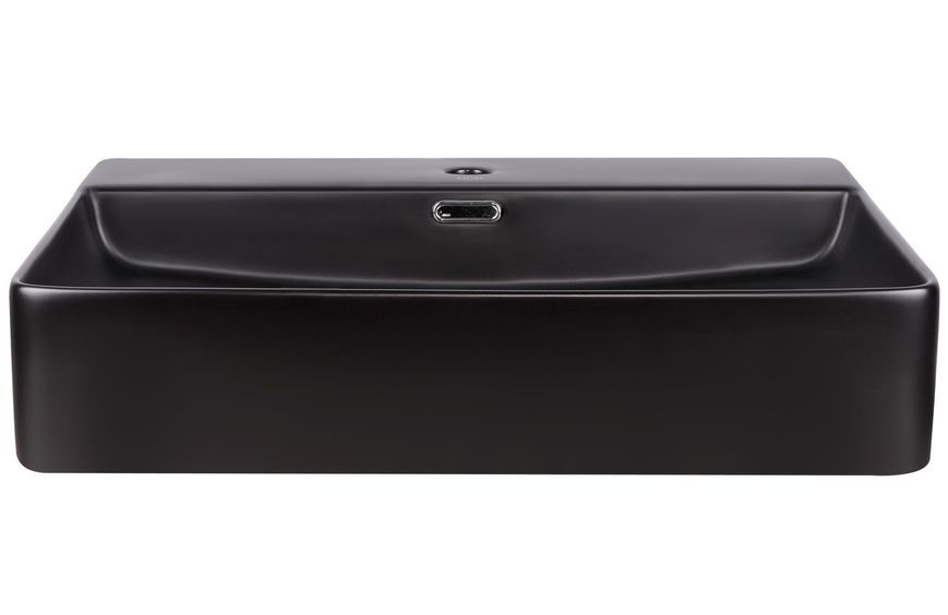 Раковина QTAP Nando LT 595х440х130 Matt black з донним клапаном QT12112173MBMB - QT12112173MBMB