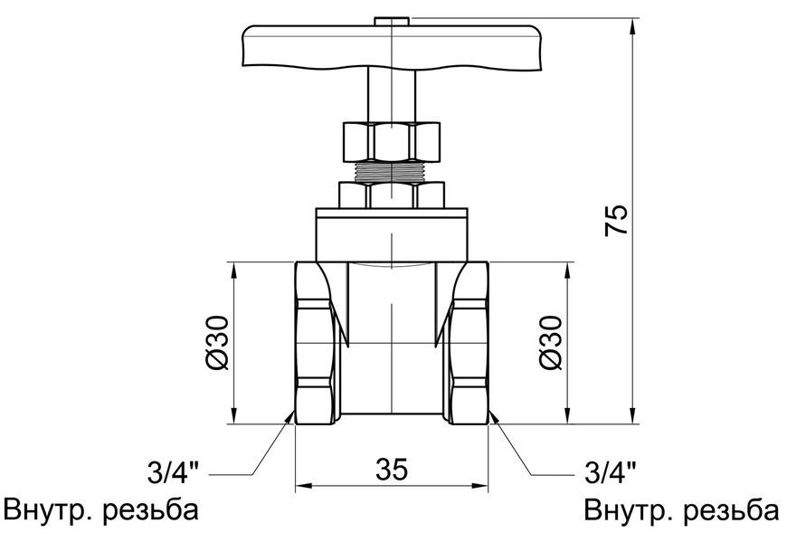 Задвижка SD PLUS 3/4" ВР латунь SD25020