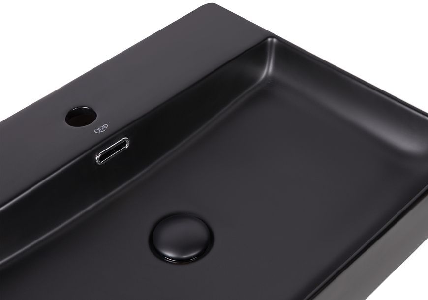 Раковина QTAP Nando LT 595х440х130 Matt black з донним клапаном QT12112173MBMB - QT12112173MBMB