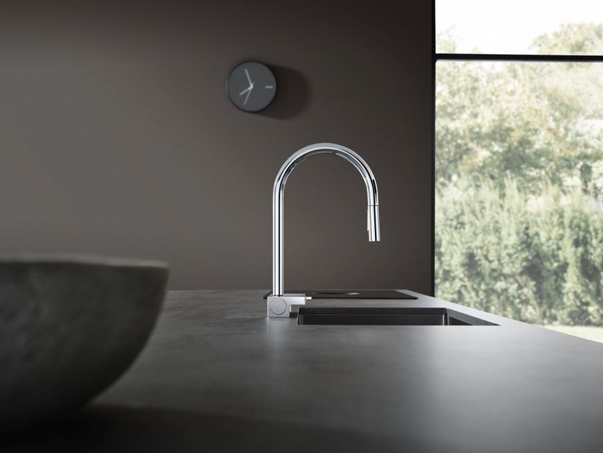 Смеситель для кухонной мойки HANSGROHE Aquno Select M81 170 3jet с вытяжным изливом 73837000 хром - 73837000