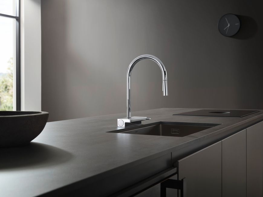 Смеситель для кухонной мойки HANSGROHE Aquno Select M81 170 3jet с вытяжным изливом 73837000 хром - 73837000