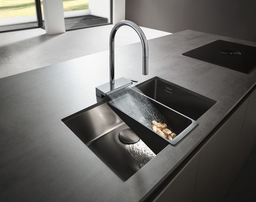 Смеситель для кухонной мойки HANSGROHE Aquno Select M81 170 3jet с вытяжным изливом 73837000 хром - 73837000