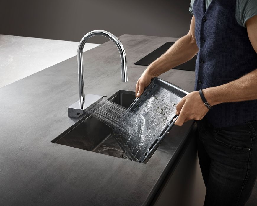 Смеситель для кухонной мойки HANSGROHE Aquno Select M81 170 3jet с вытяжным изливом 73837000 хром - 73837000